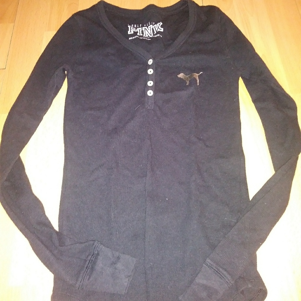 Pink Victoria Secret black w. gold sleep shirt